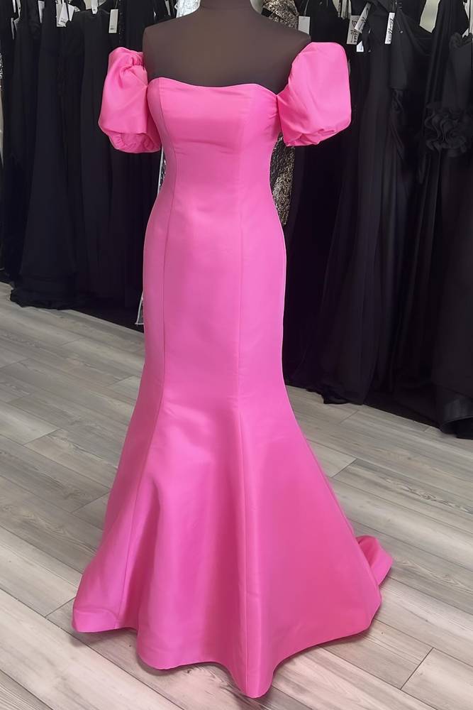 Off-The-Shoulder Long Mermaid Satin Prom Dresses