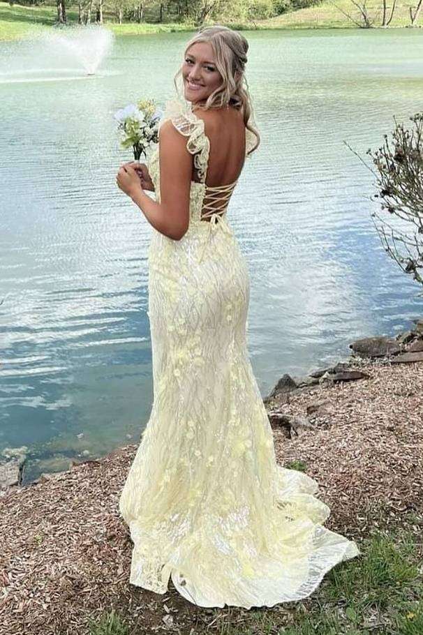 Daffodil Sequined Sweetheart Mermaid Prom Party Dresses