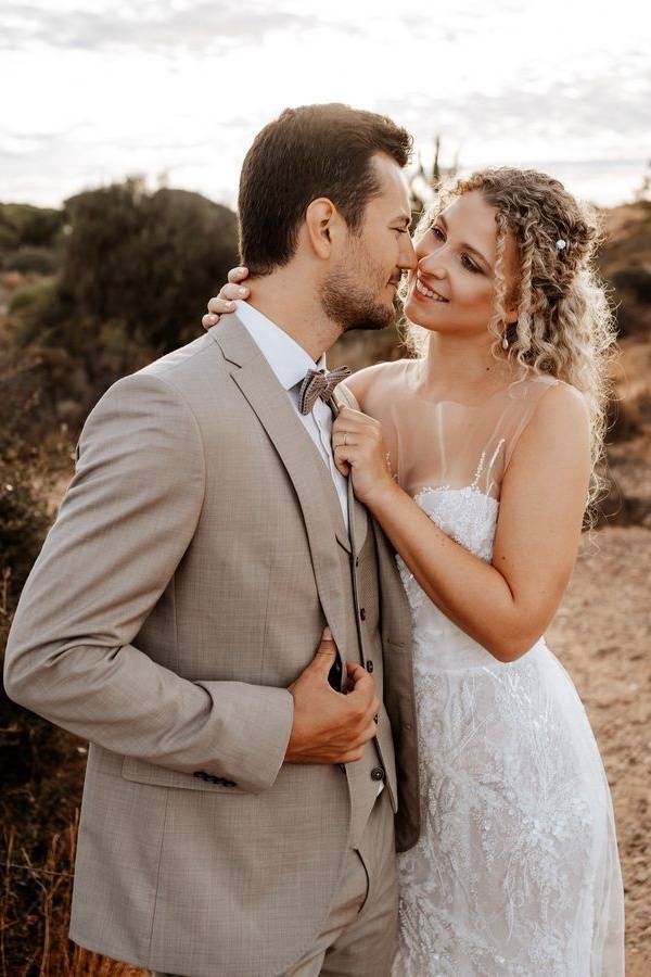 White Sexy Jewel Neck Split Front Mermaid Wedding Dresses with Appliques