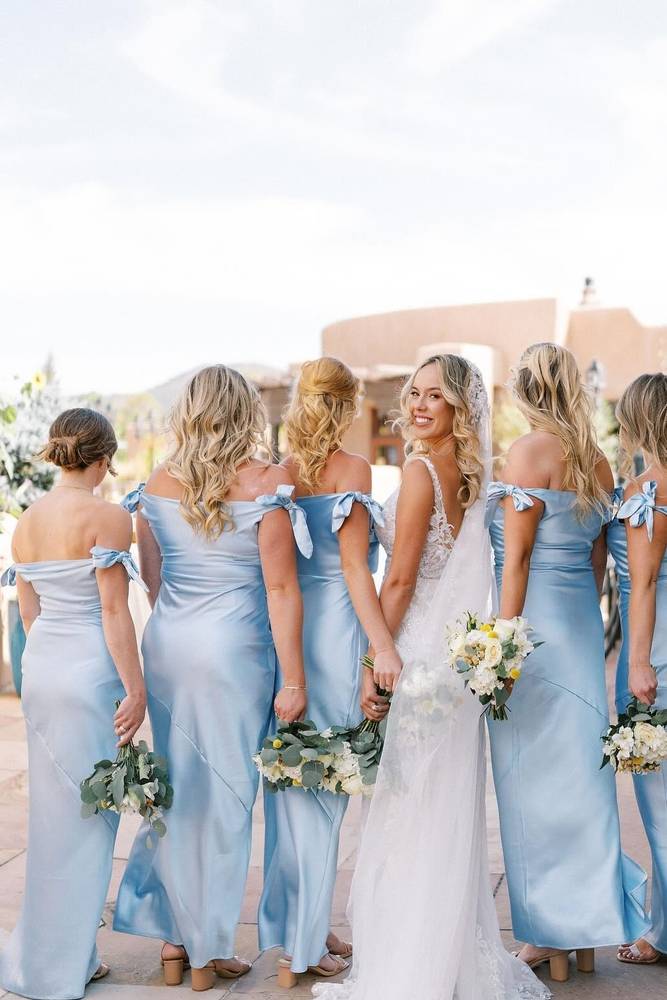 Ankle-Length Off-The-Shoulder Mermaid Satin Bridesmaid Dresses