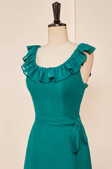 Green Scoop Neck Sleeveless A-Line Formal Dresses