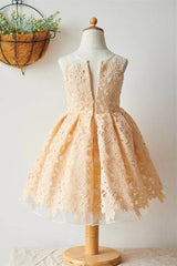 A-Line Crew Neck Sleeveless Flower Girl Dresses