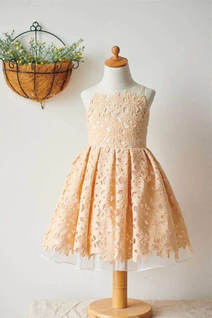 A-Line Crew Neck Sleeveless Flower Girl Dresses