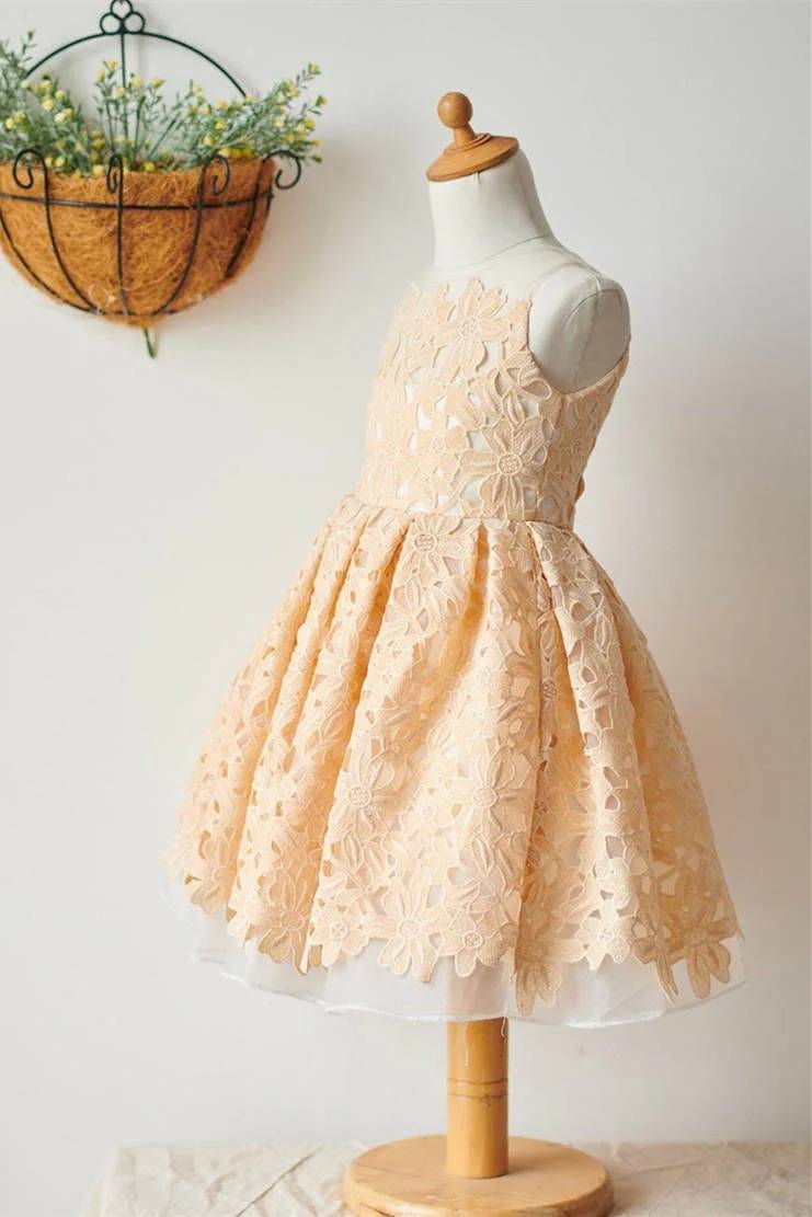 A-Line Crew Neck Sleeveless Flower Girl Dresses