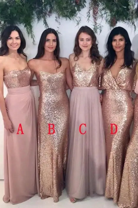 Sexy Sleeveless Sequin Floor-Length Bridesmaid Dresses