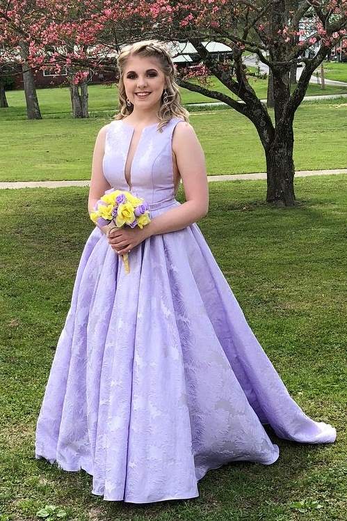 Purple V-Neck Sleeveless A-Line Evening Prom Dresses