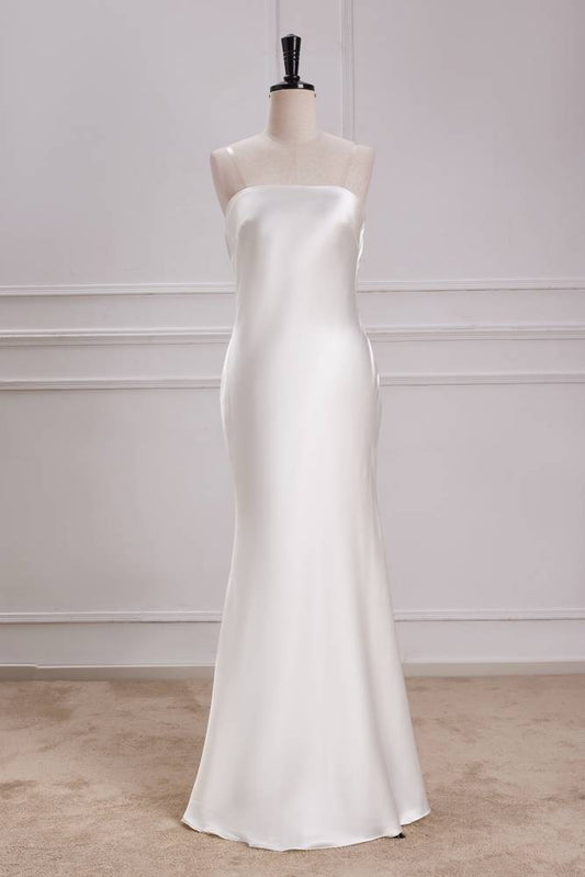 White Fabulous Strapless Floor-length Mermaid Prom Dresses