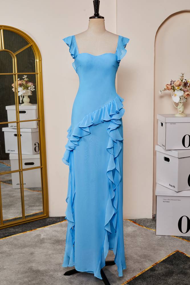 Sweetheart Sleeveless Column Chiffon Formal Dresses