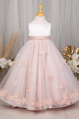 A-Line Sleeveless Flower Girl Dresses with Handmade Flowers