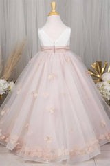 A-Line Sleeveless Flower Girl Dresses with Handmade Flowers