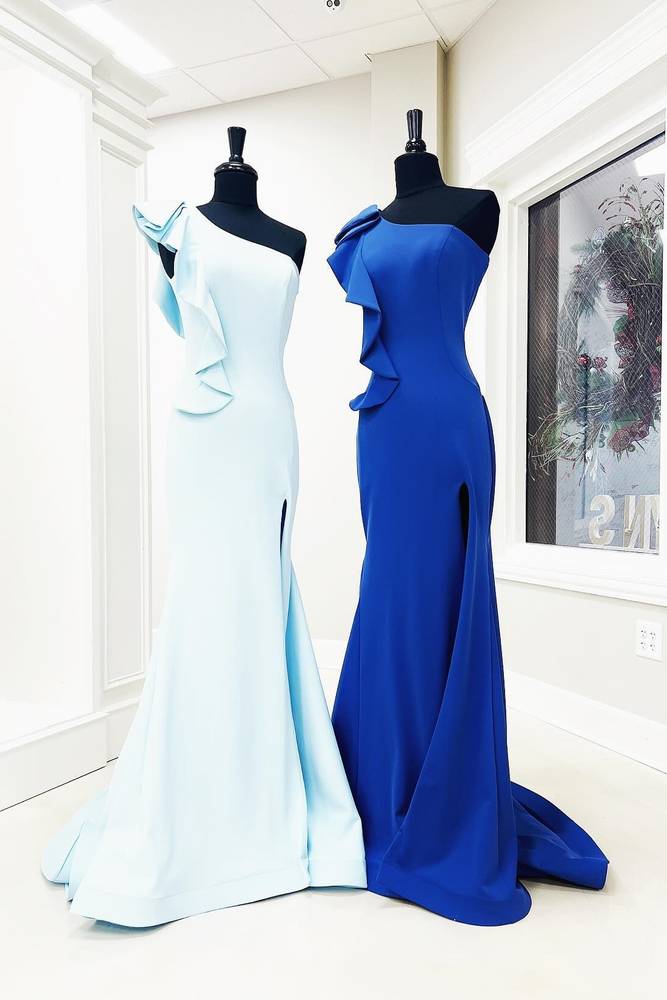 Mermaid One-Shoulder Satin Split Front Prom Dresses