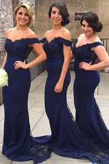 Off-The-Shoulder V-Neck Mermaid Long Bridesmaid Dresses