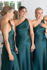 One-Shoulder Sleeveless Satin Bridesmaid Dresses