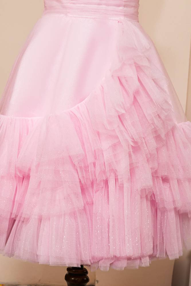 Blushing Pink Spaghetti Straps A-Line Tulle Homecoming Dresses with Ruffles