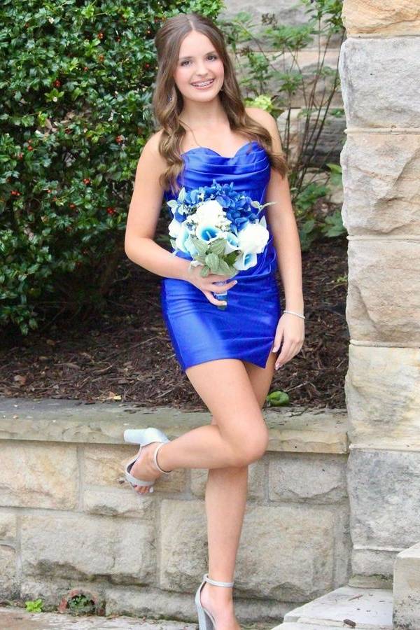 Royal Blue Sweetheart Mermaid Satin Homecoming Dresses